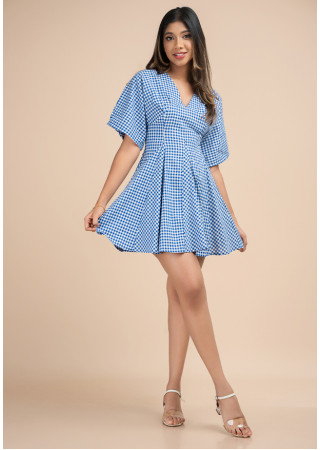 GINGHAM BLUE CHECK DRESS