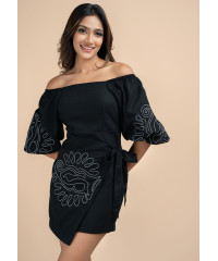 EMILIA EMBROIDERY BLACK DRESS