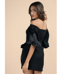 EMILIA EMBROIDERY BLACK DRESS