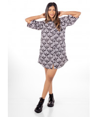 LOLA BLACK PRINTED BAGGY SHIRT DRESS