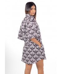 LOLA BLACK PRINTED BAGGY SHIRT DRESS