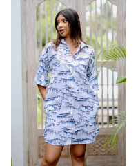 LOLA BLUE PRINTRD BAGGY SHORT DRESS