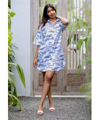 LOLA BLUE PRINTRD BAGGY SHORT DRESS