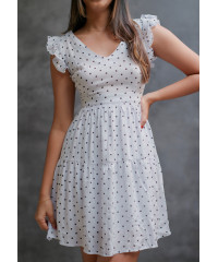 LILA BLACK DOTTED WHITE DRESS