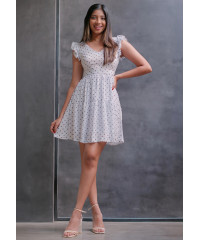 LILA BLACK DOTTED WHITE DRESS