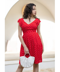 LILA WHITE DOTTED RED DRESS