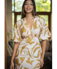 LINNA YELLOW PRINTED DRESS