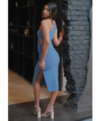 ANDREA ONE SHOULDER BLUE DRESS