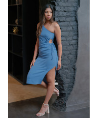 ANDREA ONE SHOULDER BLUE DRESS