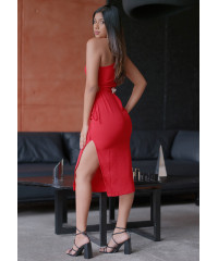 ANDREA ONE SHOULDER RED DRESS