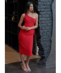 ANDREA ONE SHOULDER RED DRESS