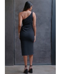 ANDREA ONE SHOULDER BLACK DRESS