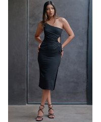 ANDREA ONE SHOULDER BLACK DRESS