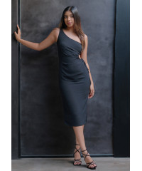 ANDREA ONE SHOULDER BLACK DRESS