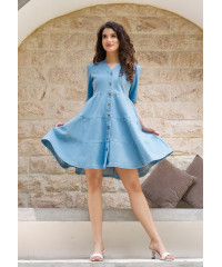 BARETTE DENIM RUFFLE DRESS