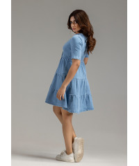 BARETTE DENIM RUFFLE DRESS