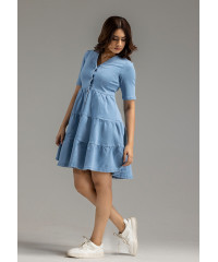 BARETTE DENIM RUFFLE DRESS