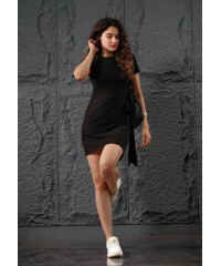 LYRA SIDE TIE UP BLACK DRESS