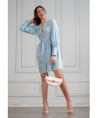 QUESEY LONG SLEEVE LIGHT BLUE DRESS 