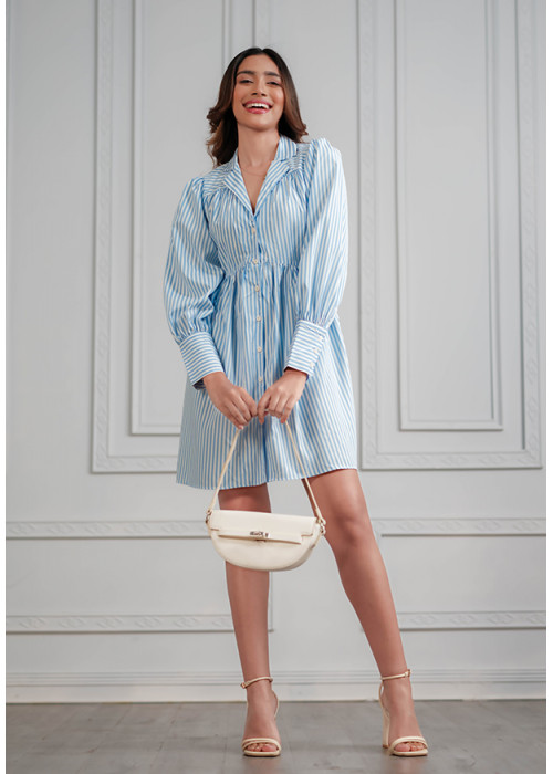 QUESEY LONG SLEEVE LIGHT BLUE DRESS 
