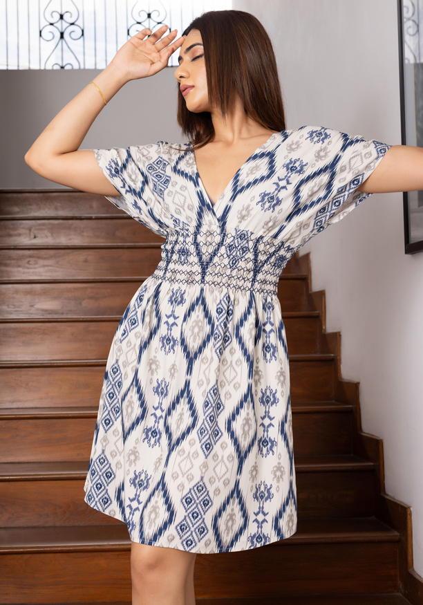 FRONT SMOCKING SHORT DRESS  Nilsonline