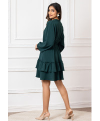 DARK GREEN AMY BALLOON SLEEVE DRESS