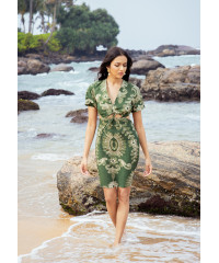 LINNA GREEN PRINTED DRESS