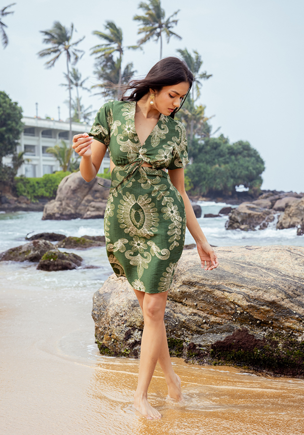 LINNA GREEN PRINTED DRESS Nilsonline