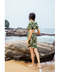 LINNA GREEN PRINTED DRESS