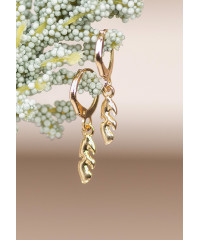 LEAF CHARM TASSEL EARRING