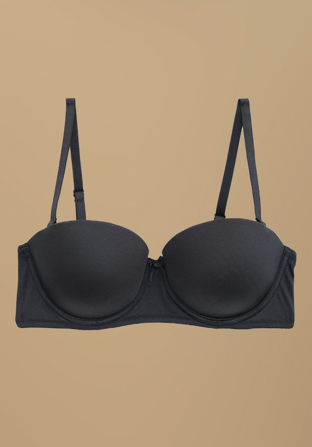 EVELYN PUSH UP PADDED WIRED BALCONY MULTIWAY BRA IN BLACK
