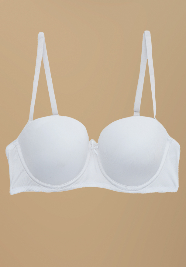 EVELYN PUSH UP PADDED WIRED BALCONY MULTIWAY BRA IN WHITE