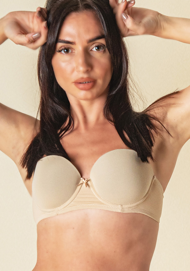EVELYN PUSH UP PADDED WIRED BALCONY MULTIWAY BRA IN NUDE