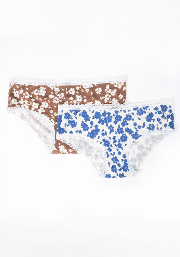 HIPSTER 2 PACK IN BLUE & BROWN FLORAL COMBO
