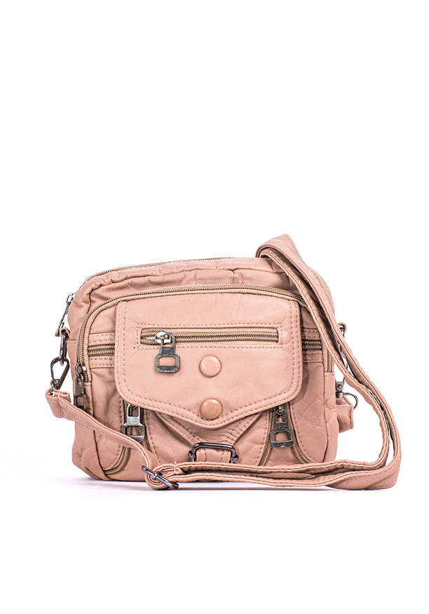 SQUARE BUCKLE BEIGE SHOULDER BAG