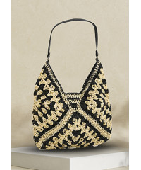 BLACK CHIC WOVEN SHOULDER BAG		