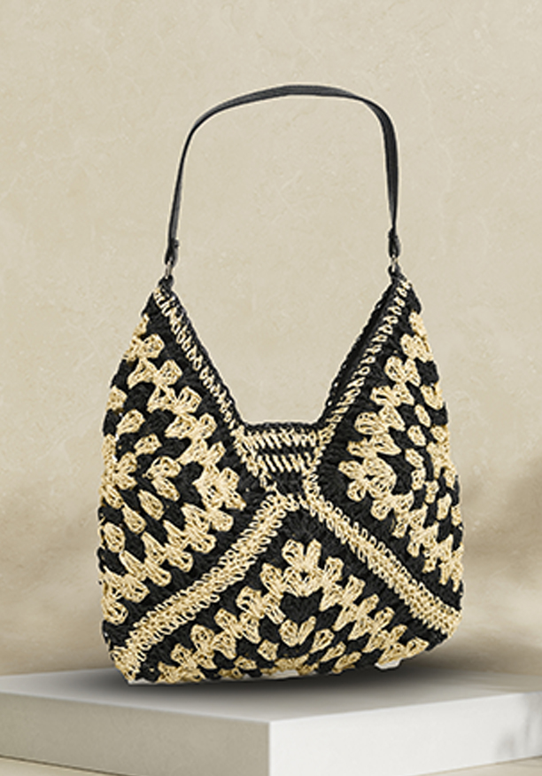 BLACK CHIC WOVEN SHOULDER BAG		