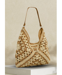 DARK BROWN CHIC WOVEN SHOULDER BAG