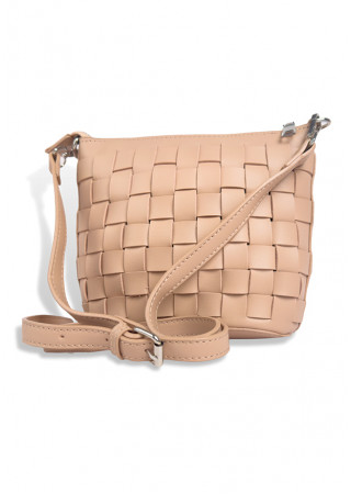 PEACH CHECK PVC WOVEN SIDE BAG