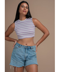 PURPLE STRIPE SLEEVELESS TOP 