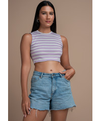 PURPLE STRIPE SLEEVELESS TOP 