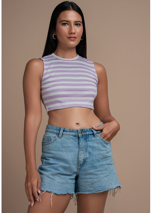 PURPLE STRIPE SLEEVELESS TOP 