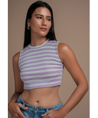 PURPLE STRIPE SLEEVELESS TOP 