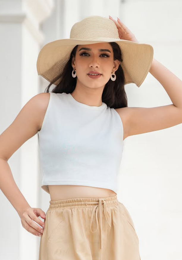 WHITE CROP T SHIRT 