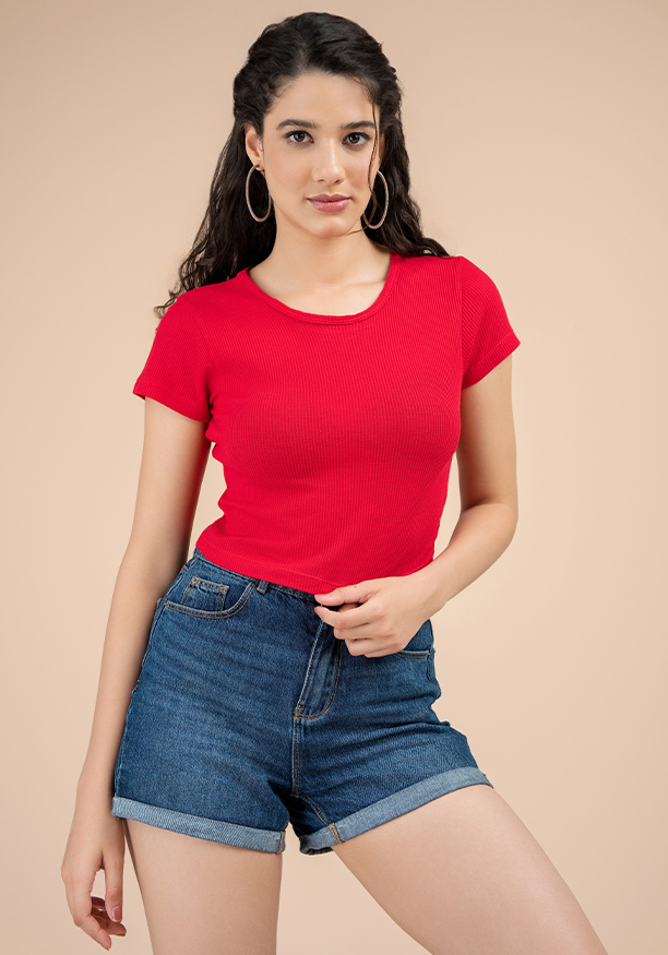 ELLA RED CROP T SHIRT 