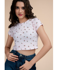 ELLA PRINTED CROP T SHIRT 