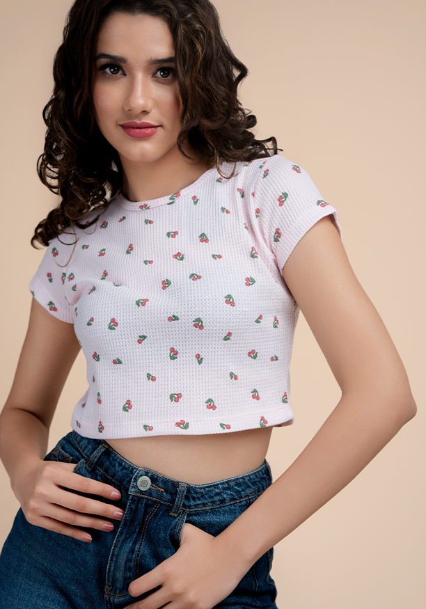 ELLA PRINTED CROP T SHIRT 