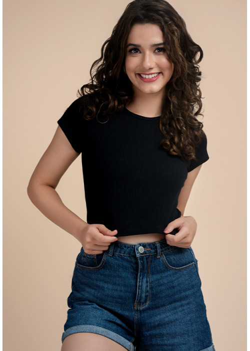 ELLA BLACK CROP T SHIRT 