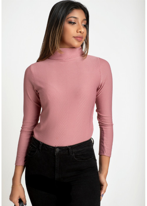 NOVA TURTLE NECK PINK T SHIRT 