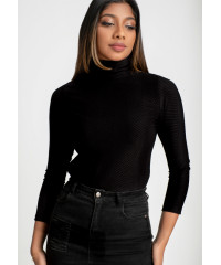 NOVA TURTLE NECK BLACK T SHIRT